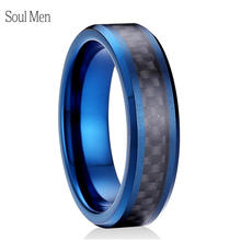 Soul-anel de carboneto de tungstênio, unissex, 6mm, fibra de carbono, joia confortável, para casamento, cor azul 2024 - compre barato