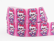 [IuBuFiGo] New 50yd Skulls ribbon,7/8 inch Printed Grosgrain ribbon,Hair bow DIY Handmade Pink ribbons,X1746 Free shipping 2024 - buy cheap