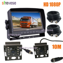 7" IPS HD 4Pin Car Rear View Monitor + 2x Waterproof AHD 1080P 175 degree Reversing Backup Camera For Bus Truck Kit 10M Cable 2024 - buy cheap