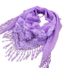 1PC New Female Women Tassel Shawls And Scarves Autumn Women Silk Flower Lace Triangle Pendant Scarf Fashion Women Scarf 2024 - buy cheap