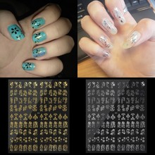 1 шт. золотые серебряные 3D наклейки для ногтей-слайдеры Гель-лак для ногтей с цветами наклейки для дизайна ногтей Блестящий металлический клей Декор для маникюра YSK878 2024 - купить недорого