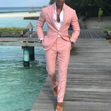 2019 Pink Slim Fit Latest Men Suit Summer Leisure Wedding Tuxedo 2 Pieces Men Suits Prom Business Blazer Pant Suit Costume Homme 2024 - buy cheap
