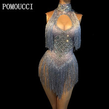 Maiô com borla brilhante, roupa feminina para festa de aniversário, dançarina em palco 2024 - compre barato
