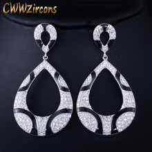 CWWZircons Sparkling Cubic Zirconia Paved Black Snake Print Statement Big Drop Earrings for Women Party Dress Accessories CZ456 2024 - buy cheap
