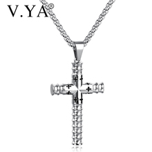 V.YA Панк Крест ожерелья для мужчин новый стиль нержавеющая сталь крест цепь Золотой/черный серебряный цвет кулон для мужчин Христианский подарок 2024 - купить недорого