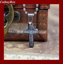 Black Stainless Steel Spanish Lord's Prayer Cross Pendant Necklace Small Size W/ free Chain 60cm Long 2024 - buy cheap