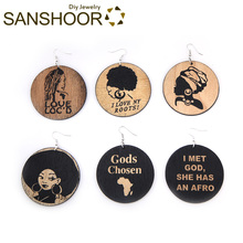 SANSHOOR 6cm Mixed Afro Carved Wooden Earrings Collection Afrocentric Ethnic LOC'D Jewelry Black Women As Christmas Gifts 6Pairs 2024 - buy cheap