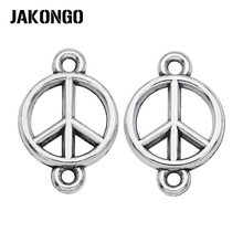 15pcs Antique Silver Plated Peace Sign Connector Pendant Jewelry Making Findings Accessories DIY Handmade Craft 12x18mm 2024 - buy cheap