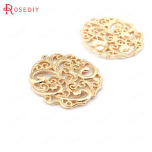 (33177-G)6PCS 26x27MM 24K Champagne Gold Color Brass Round Flower Vine Pendants Connect Charms Jewelry Making Supplies 2024 - buy cheap