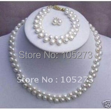 Stunning! pearl necklace AA 7-8MM white color Genuine Freshwater pearl necklace bracelelt earring jewelry set Free shipping FN26 2024 - buy cheap