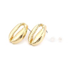 DoreenBeads Zinc Based Alloy Ear Post Stud Earrings Findings Cowrie Monetaria Caputserpentis Gold DIY Charms 19mm x 12mm, 10 PCs 2024 - buy cheap