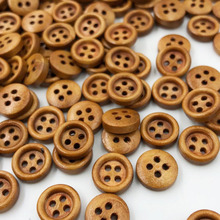Mini botones de madera marrón, 100 Uds., 8mm, 4 agujeros, decoración de ropa artesanal, botón de costura, WB532 2024 - compra barato