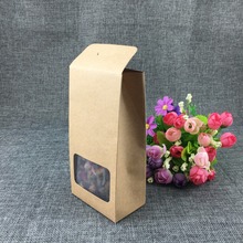 50pcs/lot 16*8*5cm gift cardboard boxes with window gift boxes wholesale hook brown paper box packaging carton box 2024 - buy cheap