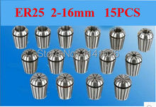 Free Shipping set (2-16mm) 15pcs standard ER25 collet set  for CNC engraving milling lathe tool,spindle motor, 2024 - buy cheap