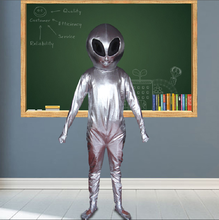 Smart silver cinza extra-terrestre et mascote pires homem alienígena com grande preto eyesl mascote traje fantasia vestido de halloween presente 2024 - compre barato