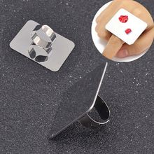 Popular High Quality Nail Art Makeup Cosmetic Stainless Steel Paint Mixing Mini Palette Ring Tool 2024 - buy cheap