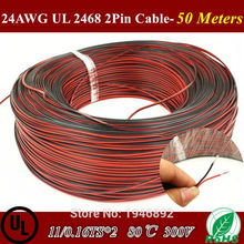 50 metros-cable de cobre estañado de 24AWG, cable rojo y negro de 2 pines, cable aislado de PVC de 80 grados y 300V, cable eléctrico, cable LED 11/0.16TS * 2 2024 - compra barato