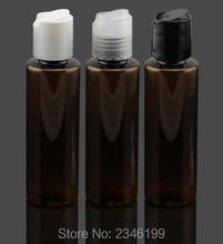 120 мл пластиковая коричневая бутылка с белой прозрачной крышкой черного цвета, косметическая бутылка для лосьона большого объема, 30 шт./лот 2024 - купить недорого