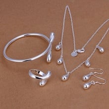 Silver color gorgeous fashion refined luxury noble elegant water drops four piece sets hot selling silver jewelry S220 2024 - buy cheap