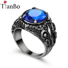 TianBo/женское круглое кольцо с красным/небесно-синим кристаллом, модное черное/серебряное и Золотое кольцо с цветком, винтажное свадебное кольцо, Размер 9 2024 - купить недорого