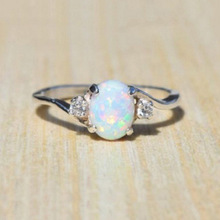 Fashion Moonstone Healing Opal Wedding Rings for Women Promise Engagement Birthstone Ring with Standard Size 6~10 2024 - buy cheap