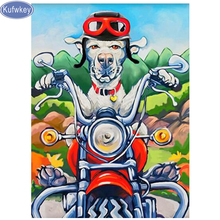 Cão motocicleta, faça você mesmo pintura diamante completo quadrado broca pôster decoração de parede presente mosaico artesanato de resina bordado kits de ponto cruz 2024 - compre barato