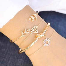 MINHIN 4pcs/Set Bracelet Bangles Fashion Bohemia Leaf Knot Design Link Chain Charm Bracelet Sets for Women Summer Beach Jewelry 2024 - buy cheap