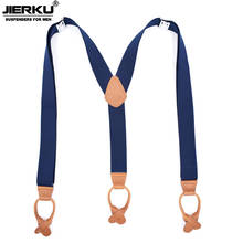 JIERKU Genuine Leather Suspenders Buttons Braces Suspensorio Trousers Strap Father/Husband's Gift 3.5*120cm JKB01 2024 - buy cheap