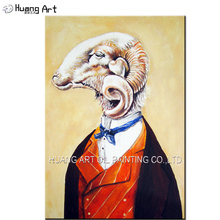Pintura al óleo sobre lienzo del dr. Goat para decoración de habitación, pintura de alta calidad hecha a mano, Retrato moderno de Animales abstractos colgante 2024 - compra barato