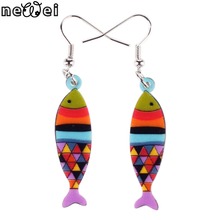 Newei-pendientes acrílicos con diseño de pez para mujer, aretes largos, dos colores, Novedad 2016 2024 - compra barato