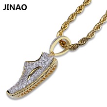 JINAO Hip Hop New Design Shoes Pendant Necklace With Chain Gold Colour Iced Out CZ Paved Charm Jewelry Gift For Men 2024 - buy cheap