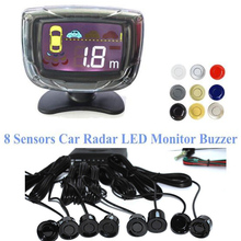 Sistema de alarma de Radar de marcha atrás para coche, 8 sensores, 4 traseros, 4 delanteros, pantalla LCD, negro, blanco, plata, dorado, gris, rojo, azul 2024 - compra barato