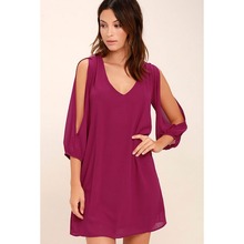 Vestido de fiesta liso de gasa para mujer, ropa informal holgada con hombros descubiertos, sexy, talla 2XL, para verano, 2021 2024 - compra barato