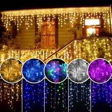 Christmas Garland LED Curtain Icicle String Light 220V 5m 96leds Fairy Xmas LED Party Garden Stage Outdoor Decorative Light 2024 - buy cheap
