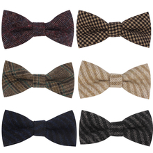 Wool Bow Ties For Men Cravats Fashion Adjustable Plaid Woolen Bowtie for Wedding Party Groom Butterfly Adult Casual Bowties 2024 - buy cheap