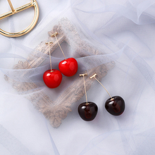 Brincos de cereja fofos decoração cereja, brincos de pendurar para mulheres design simples de cereja vermelha brincos adoráveis 2024 - compre barato
