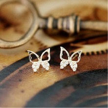 Butterfly Earring Ms. Exquisite Stud Earrings Hollow Sparkling Rhinestone Fashion Earrings For Women Fashion Jewelry 2024 - buy cheap