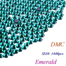 SS10 Esmeralda DMC hotfix rhinestone cristales Piedras caliente hierro-En flatback Diamantes con piedras falsas con pegamento 2024 - compra barato