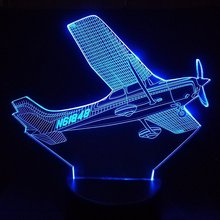 Criativo 3d ilusão visão avião luz da noite toque usb lâmpada de mesa aeronaves bebê sono iluminação casa deocor menino presente 2024 - compre barato