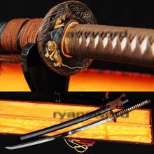 HAND FORGED DAMASCUS BLACK FOLDED STEEL JAPANESE SAMURAI KATANA SWORD 2024 - buy cheap