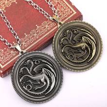 Game Of Necklace A Song Of Ice And Fire House Targaryen Dragon Metal Logo Pendant Coin Necklaces Link Chain Necklace For Men 2024 - buy cheap