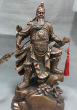 Usps para eua s1827 25 "china bronze puro casa fengshui dragão guerreiro guangong guan yu deus estátua 2024 - compre barato