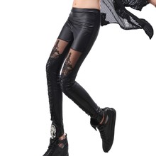 Women Fashion PU Legging Leather Printing leggins Slim High Waist Leggings Woman Pants Leggins Push Up 2024 - buy cheap
