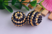 Kwoi vita Summer Color 20mm 100pcs/lot black/gold color Chunky Resin Rhinestone Beads Ball for Kids Girls  Jewelry Making 2024 - buy cheap