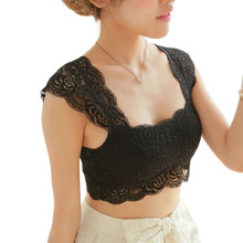 2018 Sexy Lace Padded Bra Women Crop Top Black White Vest Sleep Leisure Bralette Summer Padded Female Tank Top Caimsole Tops 2024 - buy cheap