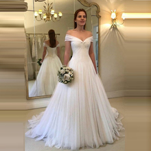Простое свадебное платье с открытыми плечами; Фатиновое платье; Vestido De Noiva Robe De Mariage; Белое свадебное платье для свадьбы 2024 - купить недорого