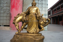 Chinese Pure Brass Famous General Yue Fei National hero and Horse Statue 2024 - buy cheap