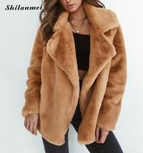 2018 Faux Fur Coats Women Winter Soft Warm Fur Cardigans Coat Lapel Long Sleeve Elegant Female Streetwear Black Jackets Coats 2024 - buy cheap