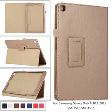 Case for 2019 Samsung Galaxy Tab A 10.1'SM-T510 T510 T515 litchi 2 fold Flip Stand Cover for Galaxy Tab A 10.1 2019 + film 2024 - buy cheap