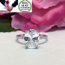 OMHXZJ Wholesale European Fashion Woman Man Party Wedding Gift Luxury Oval White AAA Zircon 18KT White Gold Rose Gold Ring RR452 2024 - buy cheap